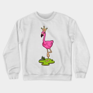 Flamingo as Princess with Crown Crewneck Sweatshirt